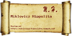 Miklovicz Hippolita névjegykártya